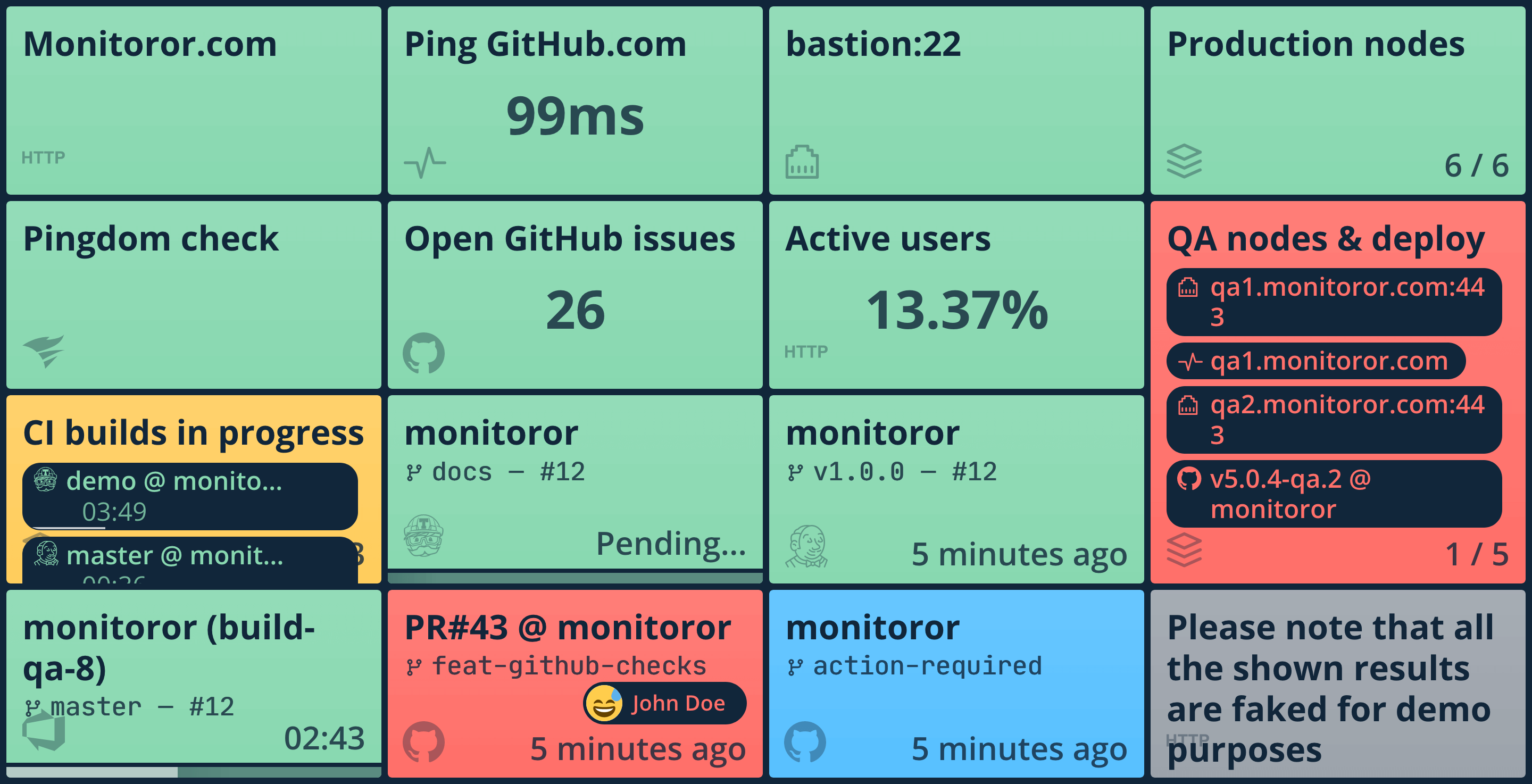 Monitoror status page example